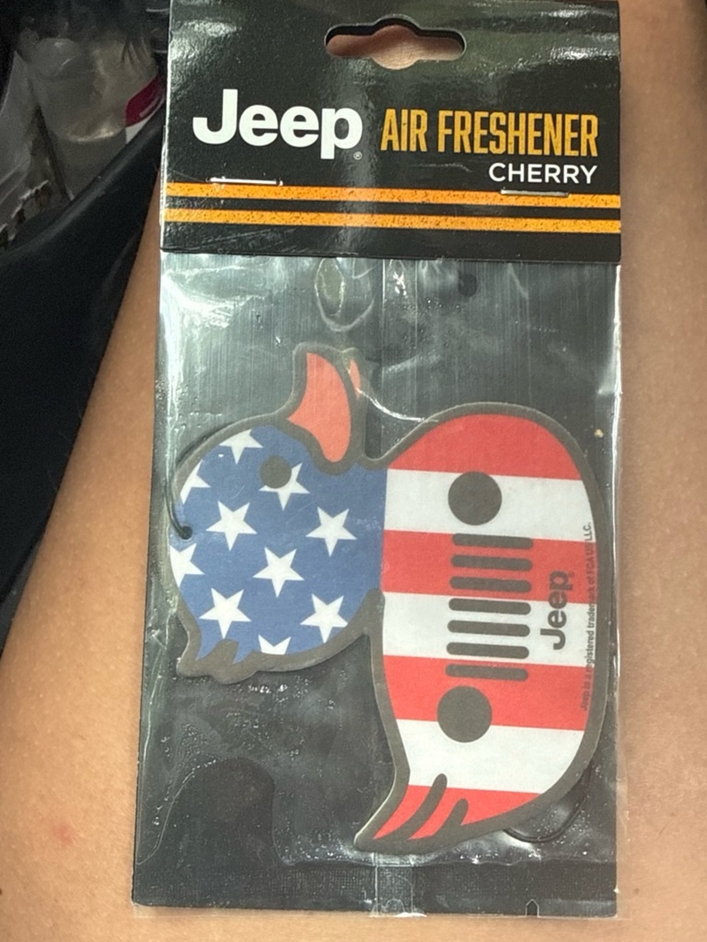 Jeep Cherry Air Freshener with American Flag Design - Red, Blue, White